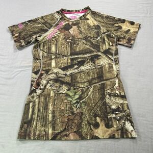 Girls With Guns Shirt Womens XL Mossy Oak Camo Hunting Shooting Crew Tee Stretch